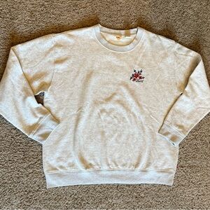 Levi's Light Gray Crewneck Sweater with Embroidered Floral Detail, NWOT